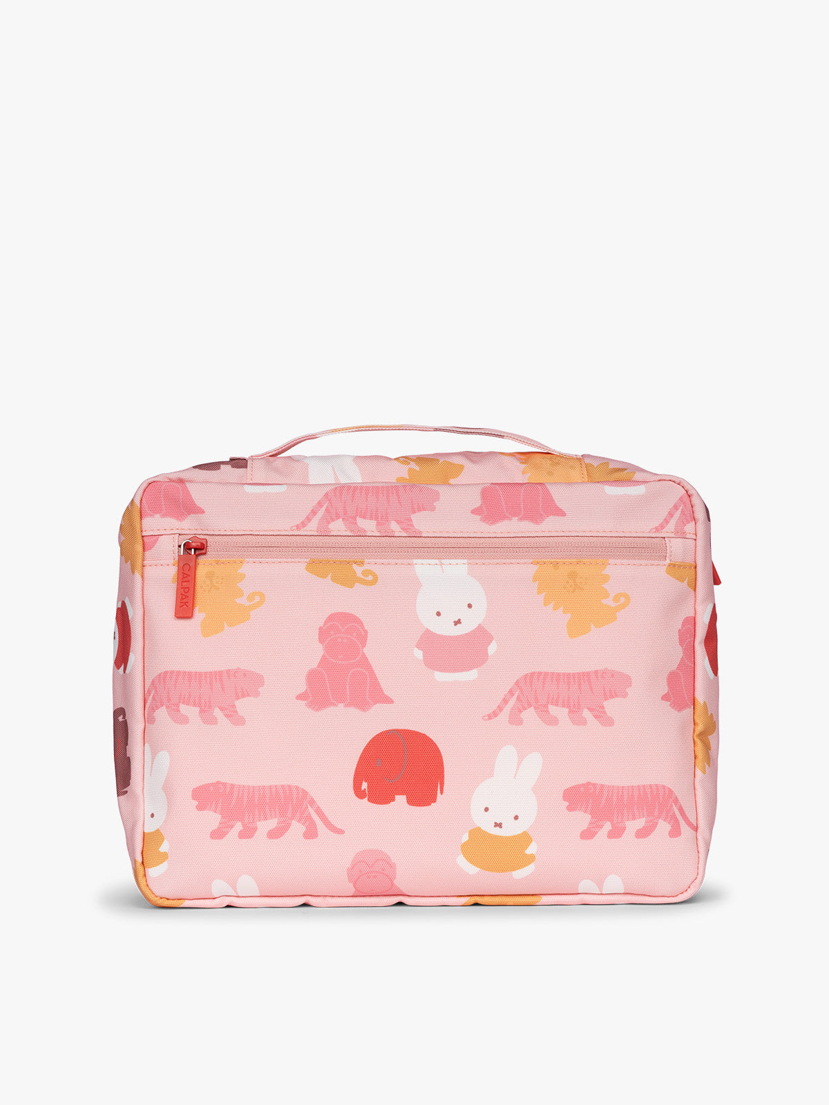 Small size of CALPAK Packing Cubes in colorful pink pouches with Miffy and animal pattern on a white background; PC1601-MIFFY-PINK-ZOO-TRIP