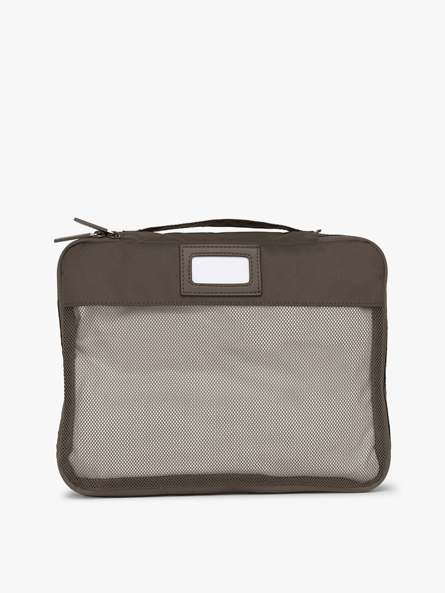 One of CALPAK 5pc Packing Cubes Set in brown Mushroom; PC1601-MUSHROOM