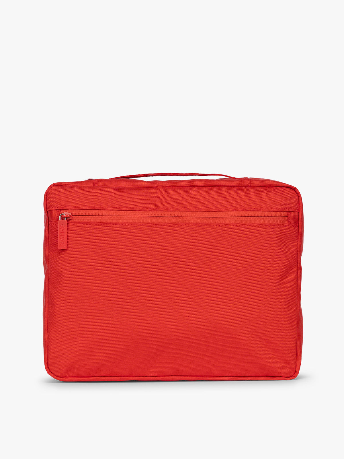 Backside of CALPAK 5pc Packing Cubes Set in red Tomato; PC1601-TOMATO