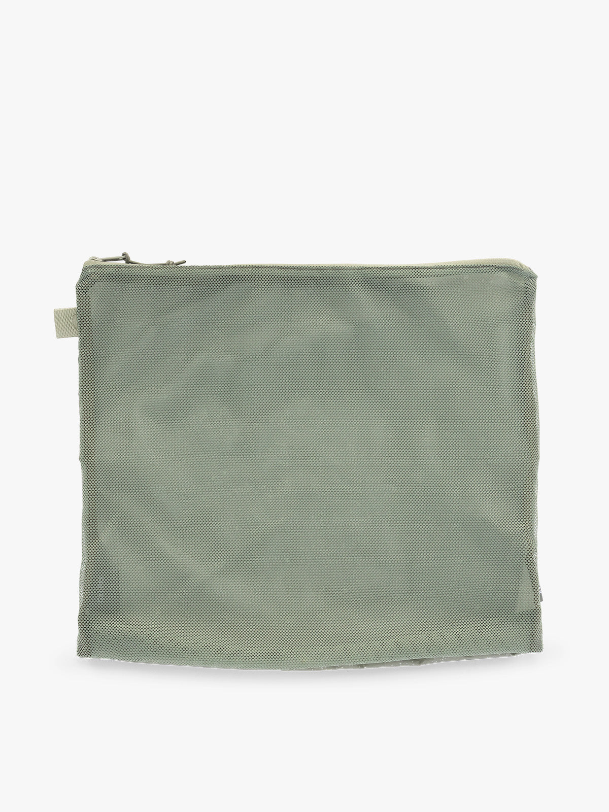 Large size packing cube of the CALPAK Terra 5-Piece Packing Cube Set in olive green Juniper with two small cubes, two medium cubes, and one large mesh cube with zippers and mesh; PCT2601-JUNIPER