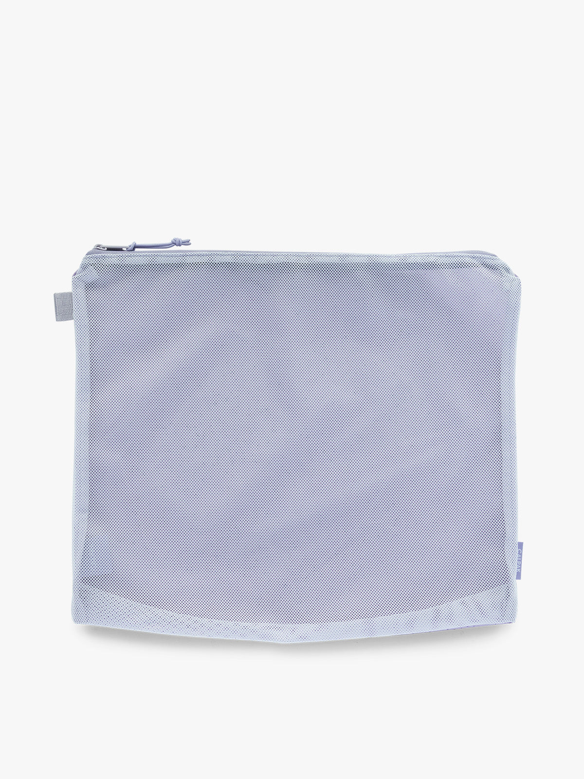 Large size packing cube of the CALPAK Terra 5-Piece Packing Cube Set in purple lavender Sea Glass with two small cubes, two medium cubes, and one large mesh cube with zippers and mesh; PCT2601-SEA-GLASS