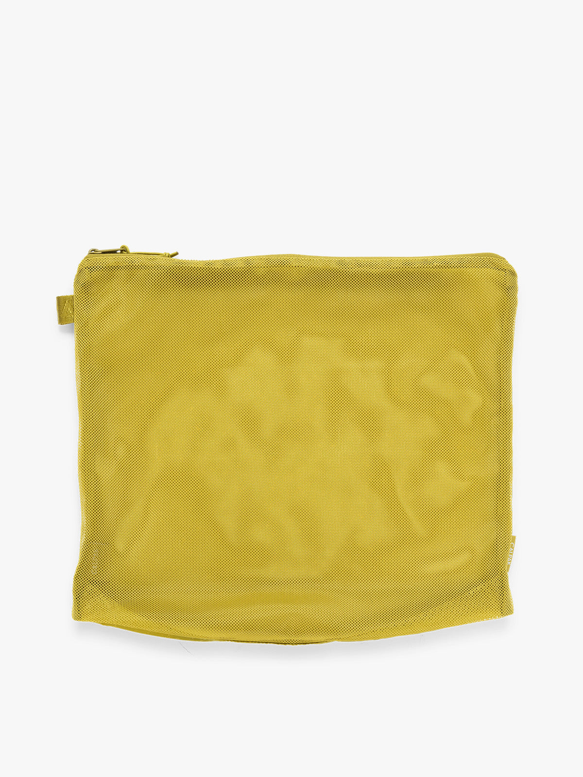 Zippered pouch of the CALPAK Terra 5pc Packing Cube Set in yellow green Wasabi on a white background; PCT2601-WASABI