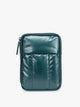 CALPAK Luka Zip Passport Wallet in dark green shiny Glazed Kale; PZW2301-GLAZED-KALE