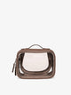 CALPAK small clear cosmetic case with handle in brown mocha; CCM2001-MOCHA