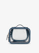 CALPAK small clear makeup bag with zippered compartments in dark blue; CCM2001-DEEP-SEA