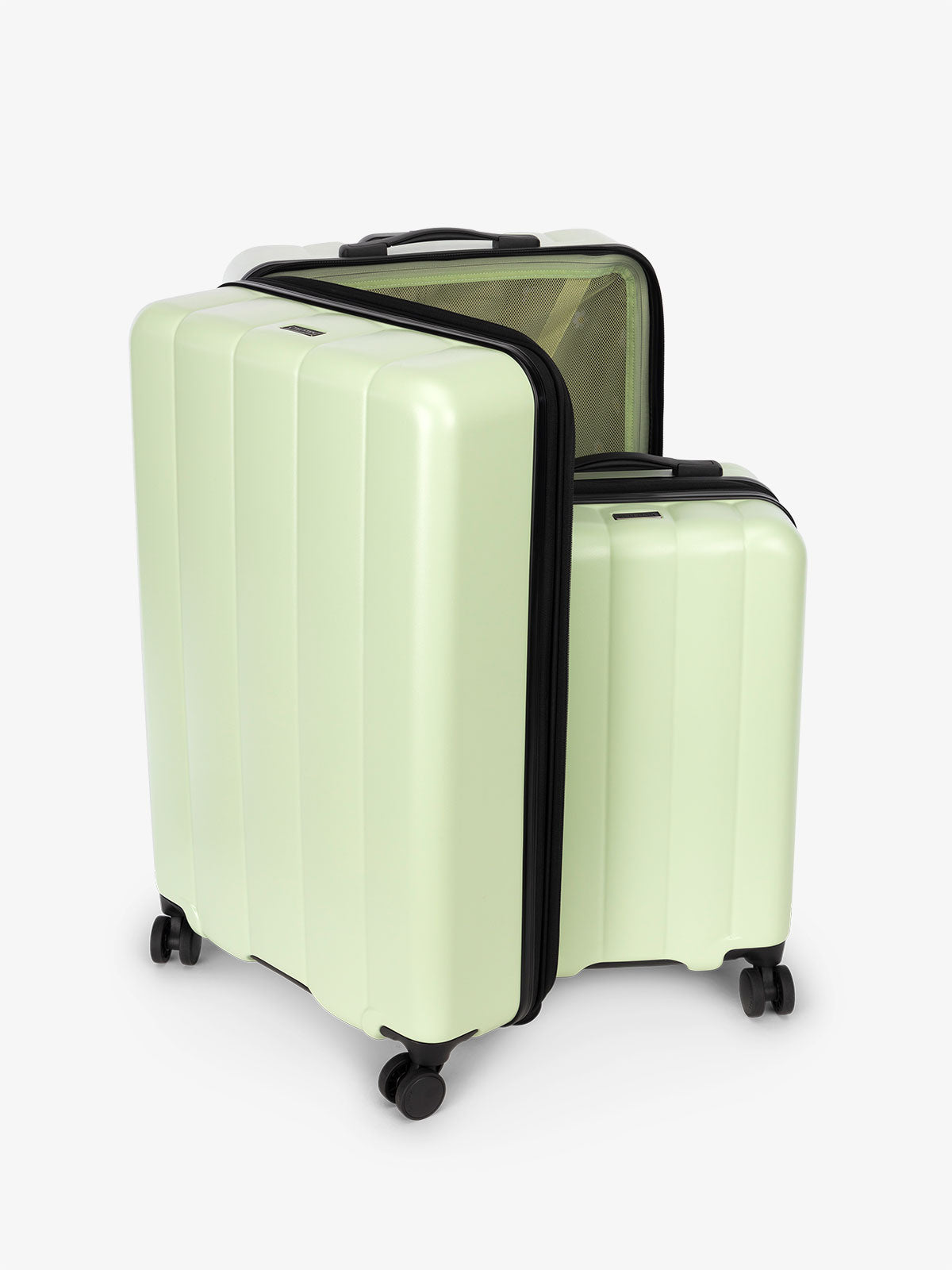 CALPAK Starter Bundle 2 piece hard side luggage set with 360 spinner wheels in green daisy; LCO8000-DAISY
