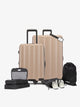 CALPAK Starter Luggage Set with Carry-On, Large Luggage, Packing Cubes, Pouches and Luggage tag in chocolate; LCO8000-CHOCOLATE