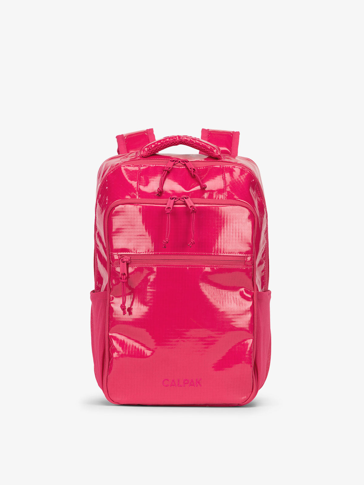 Front view of CALPAK Terra Hydration Backpack in pink dragonfruit; BPT2201-DRAGONFRUIT