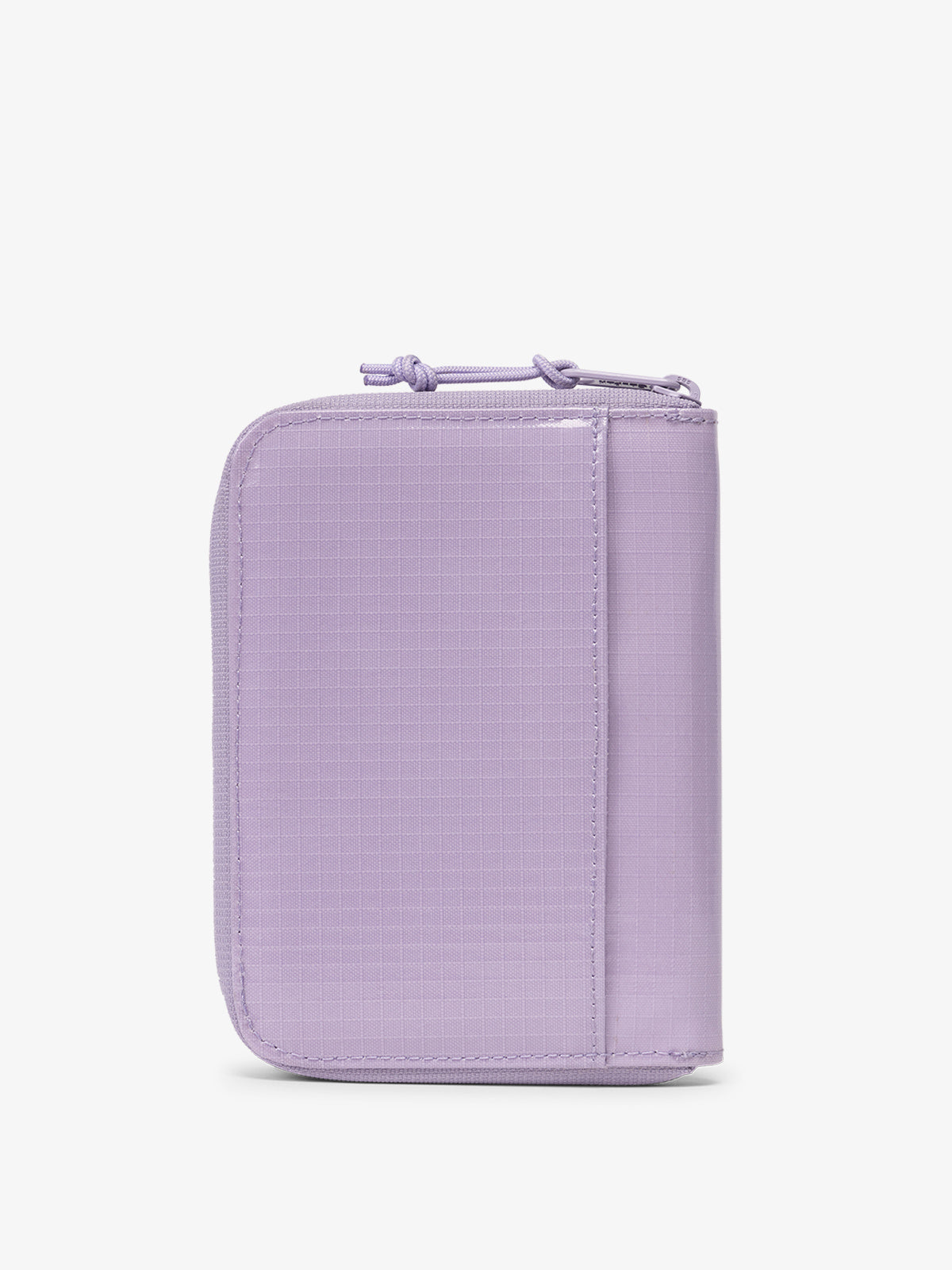 CALPAK Terra Zippered Passport Wallet in Amethyst light purple back view; ATPW2501-AMETHYST