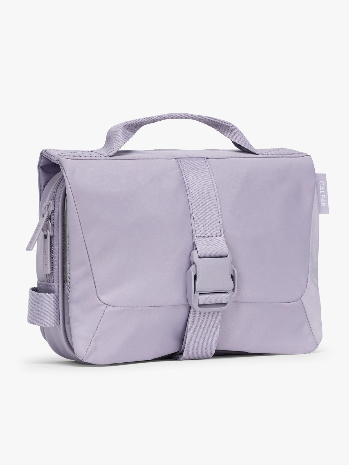 Side view of CALPAK Fit Hanging Dopp Kit in purple Iris; TFH2401-IRIS