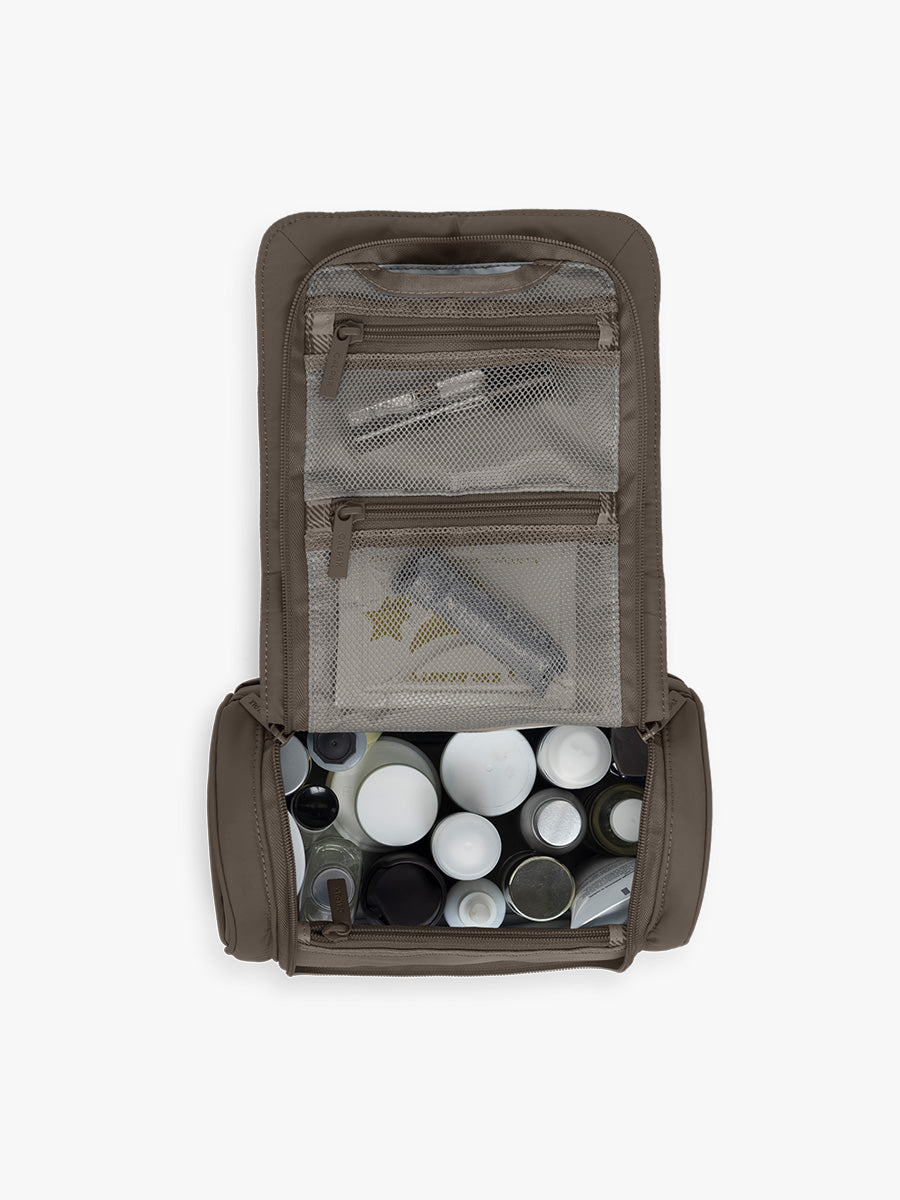 Toiletry in CALPAK Luka Hanging Toiletry Bag in brown Mushroom; TLH2301-MUSHROOM
