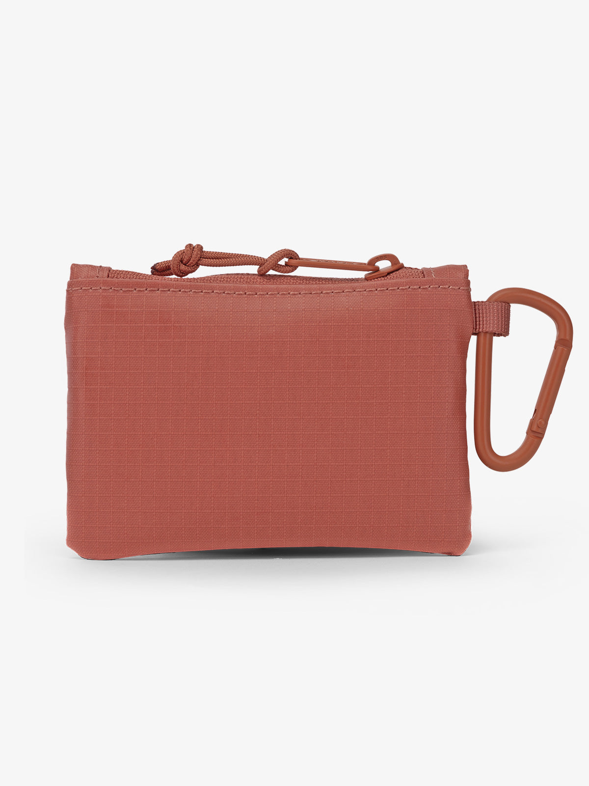 CALPAK Terra Clippable Card Pouch in red and orange Matte Clay back view; TPC2401-CLAY