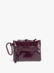 Dark red Dark Cherry CALPAK Terra Clippable Card Pouch with carabiner clip and zipper on a white background; TPC2401-DARK-CHERRY