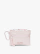 CALPAK Terra Clippable Card Pouch in shiny pink Shell Pink on a white background with a carabiner; TPC2401-SHELL-PINK