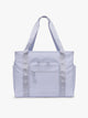 CALPAK Terra 35L Tote Bag with multiple pockets and shoulder straps in shiny light lavender Sea Glass on a white background; TTO2401-SEA-GLASS