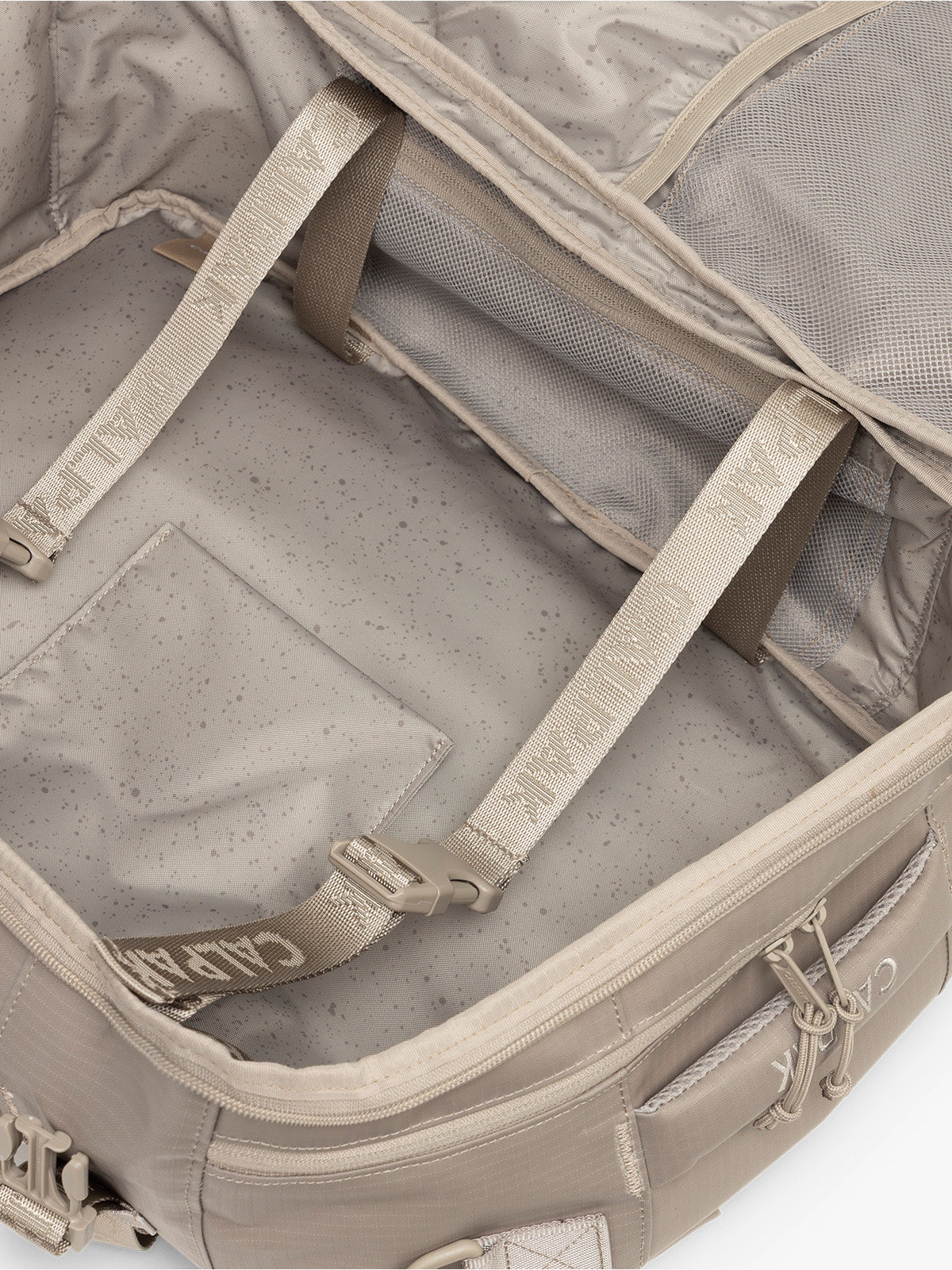Terra 26L Laptop Duffel Backpack in beige Stone inside view; BPH2201-STONE
