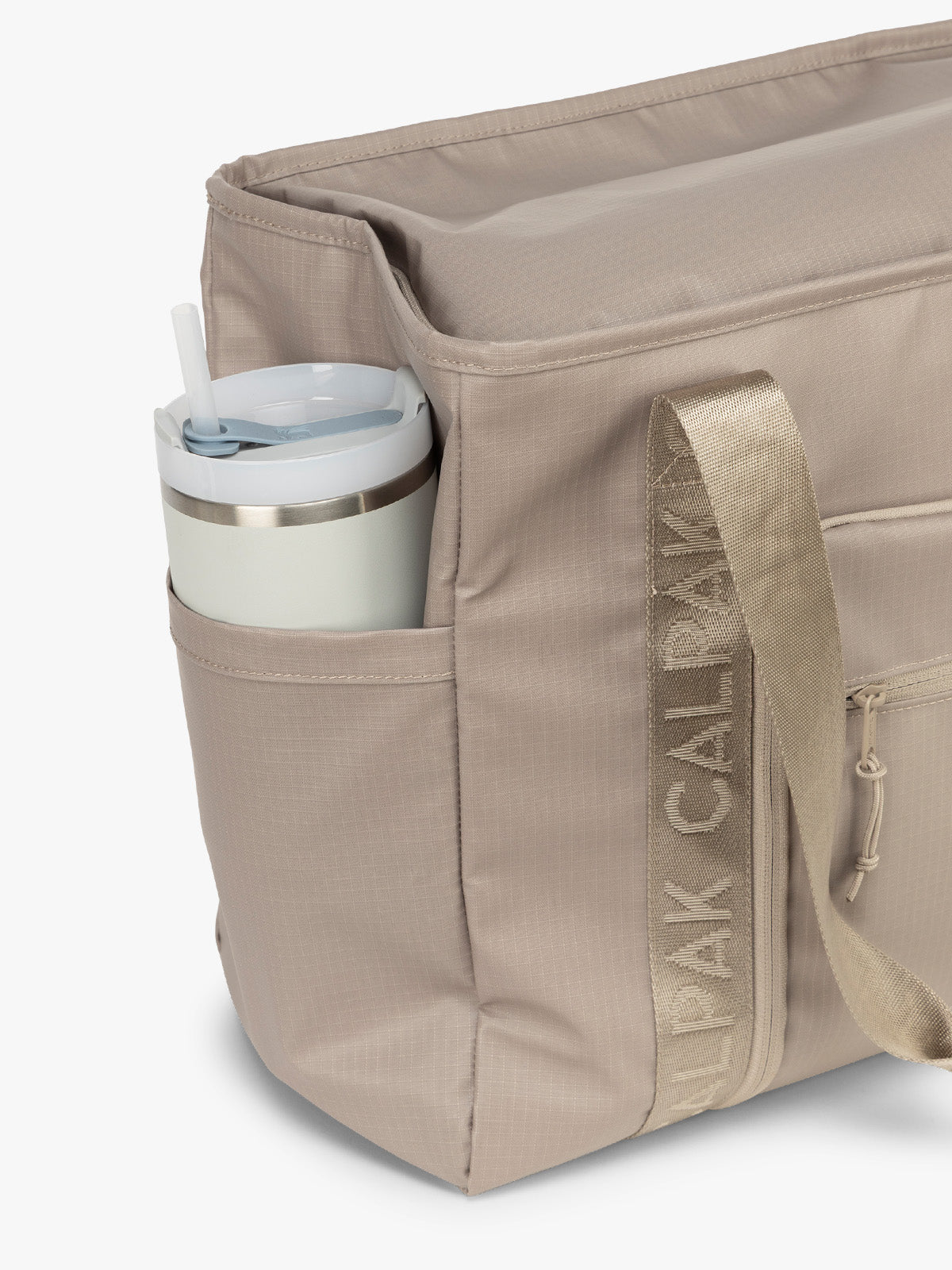 CALPAK Terra 35L Tote in beige Stone side water bottle holder; TTO2401-STONE