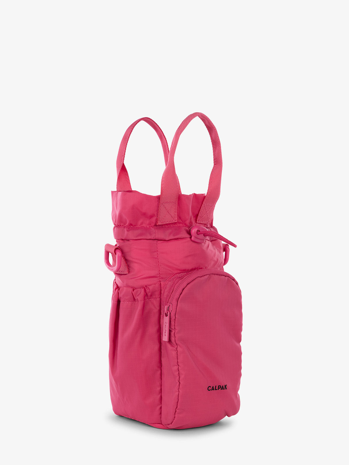 CALPAK Water Bottle Holder purse with zipped pocket for phone in pink; AWH2101-DRAGONFRUIT