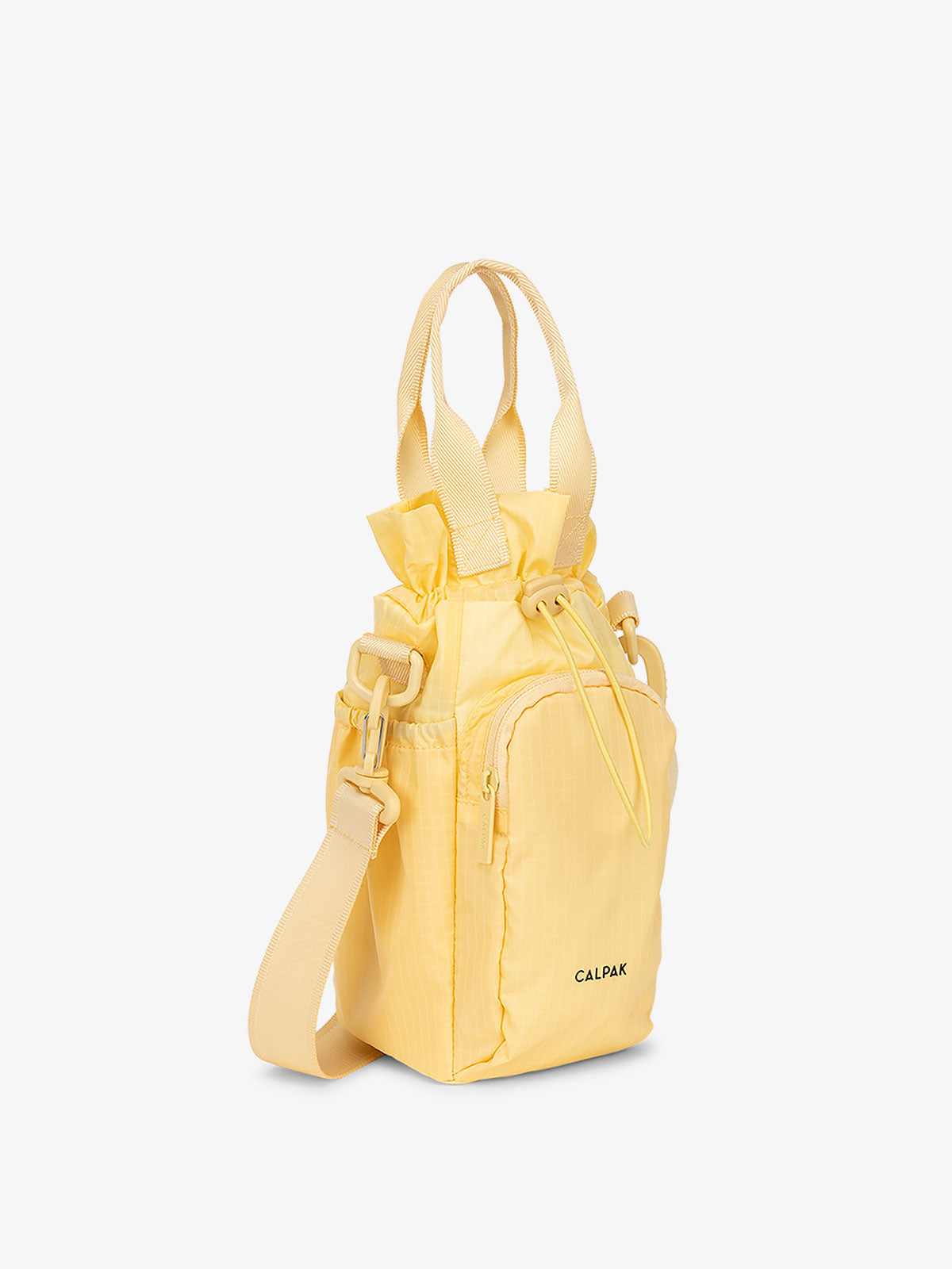 CALPAK water bottle carrier with strap in lemonade yellow; AWH2101-LEMONADE
