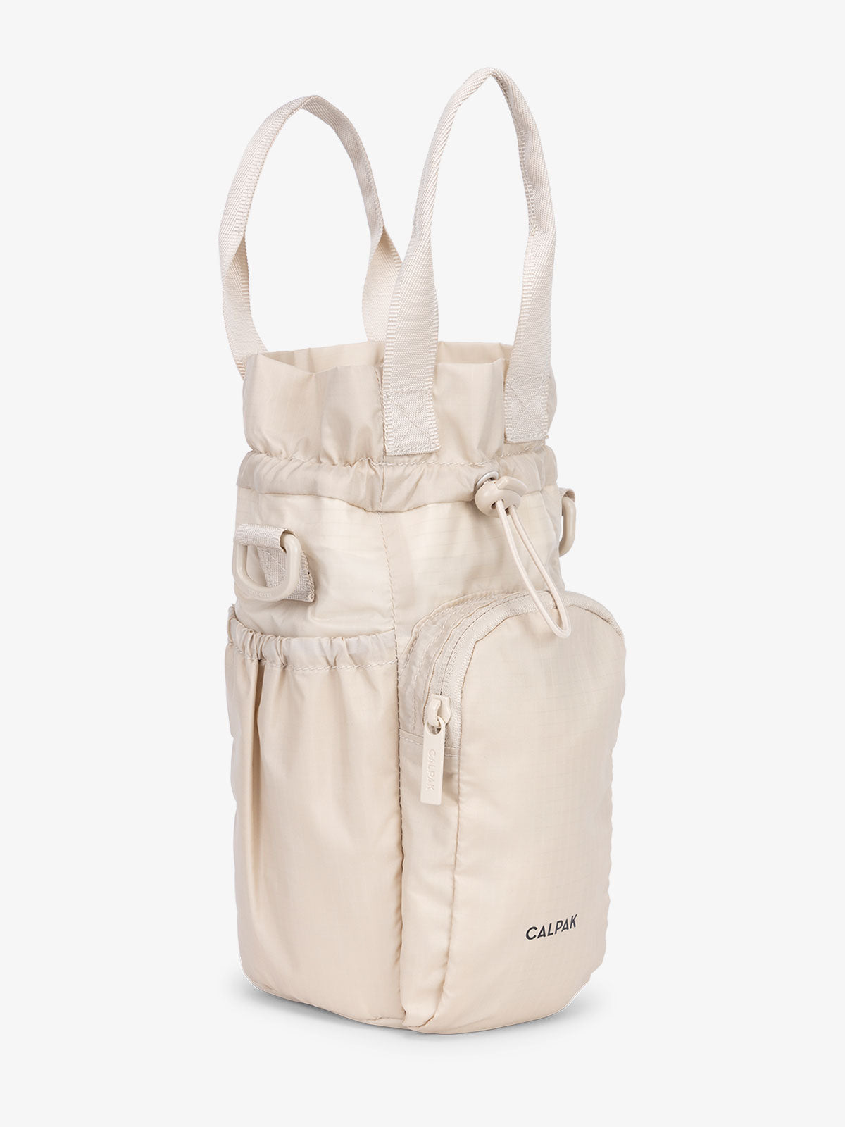 CALPAK Water Bottle Holder purse with zipped pocket for phone in oatmeal; AWH2101-OATMEAL