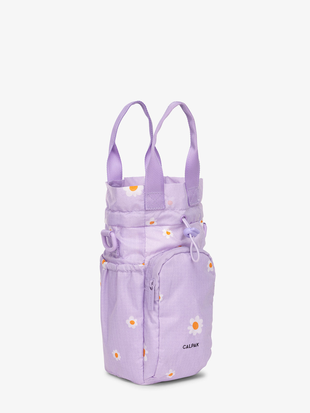 CALPAK Water Bottle Holder purse with zipped pocket for phone in orchid fields; AWH2101-ORCHID-FIELDS