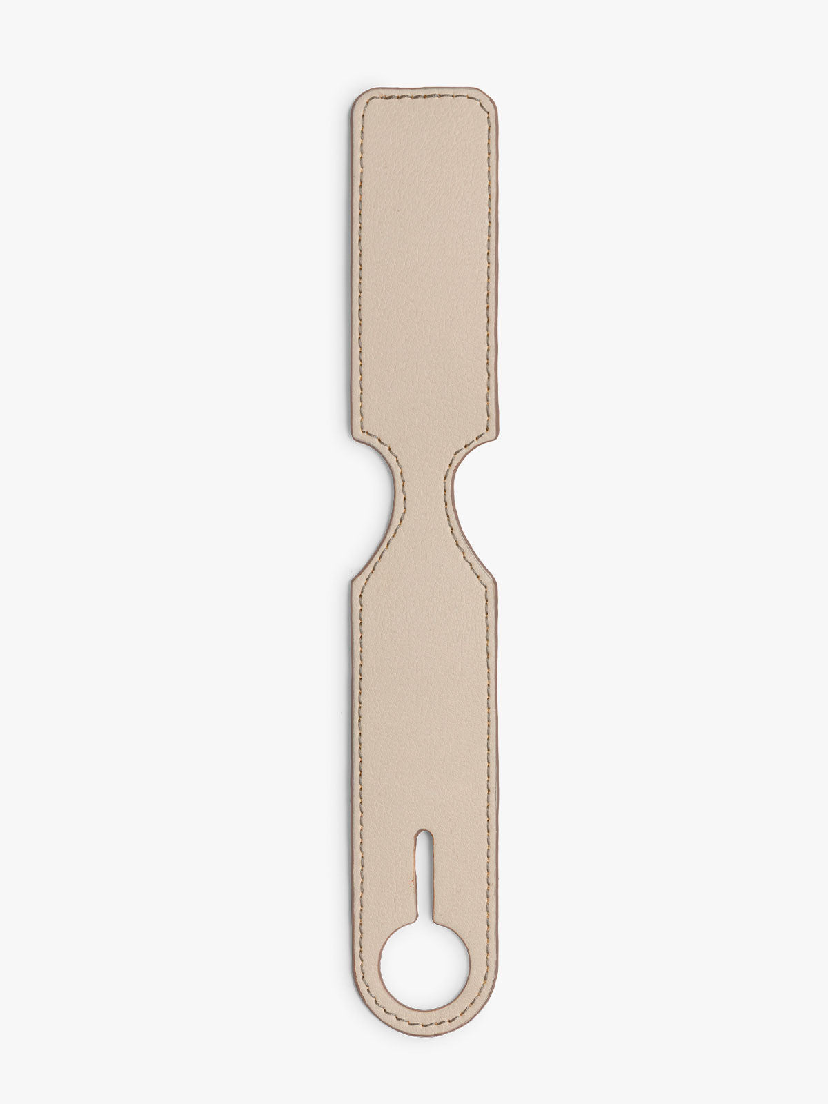 CALPAK Luggage Tag in beige Oatmeal show flat without monogram; ATG2501-OATMEAL