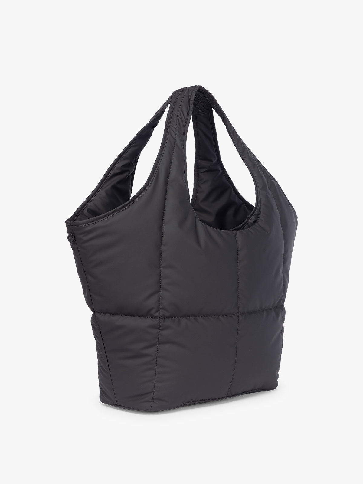 Side view of CALPAK Luka Everything Tote in black; AET2601-MATTE-BLACK