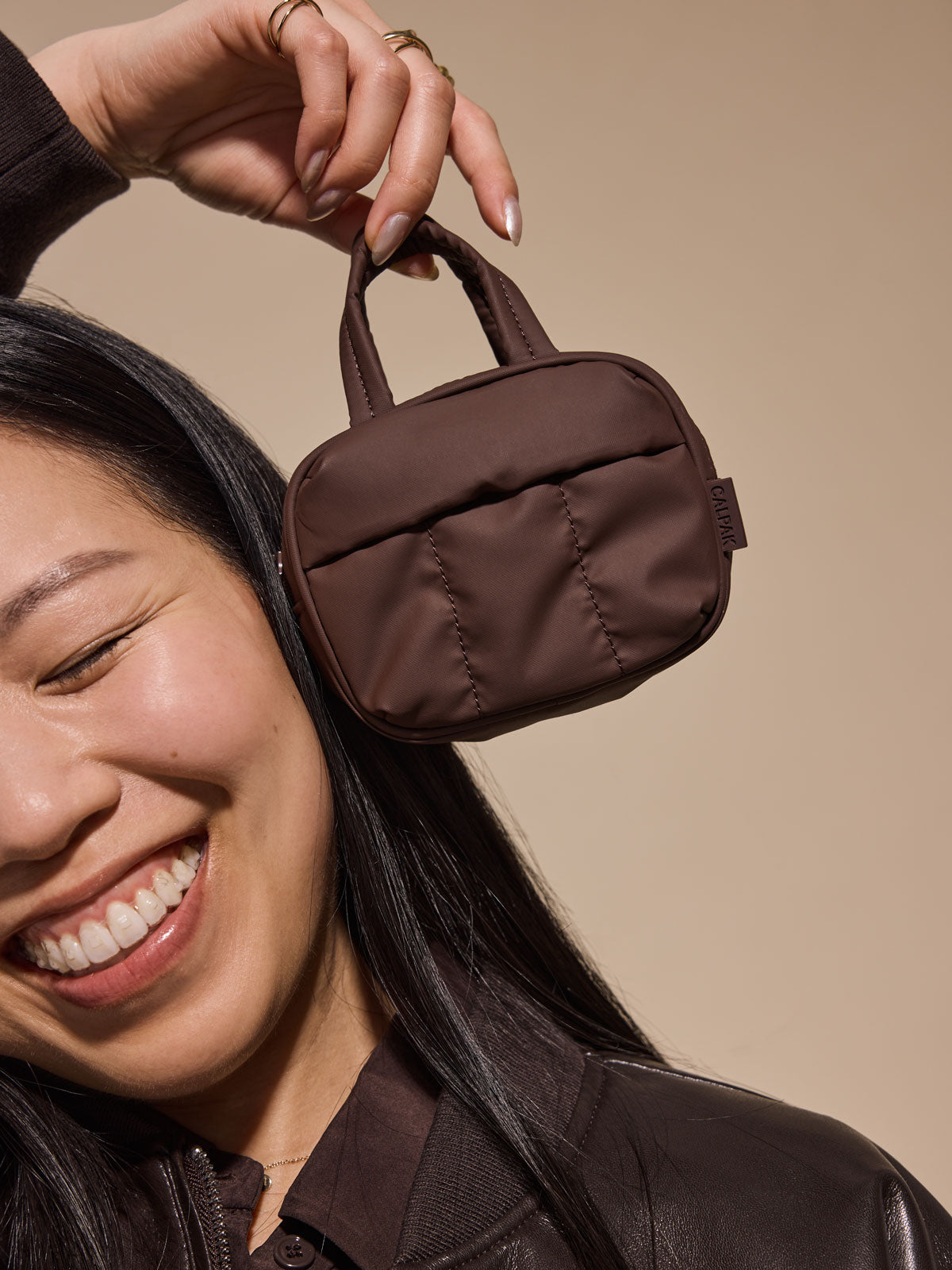 CALPAK Luka Duffel Key Pouch in brown monochrome Walnut; ALK2501-WALNUT