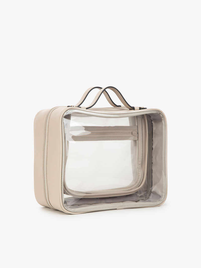 CALPAK clear cosmetic bag with handles; CCC2001-STONE