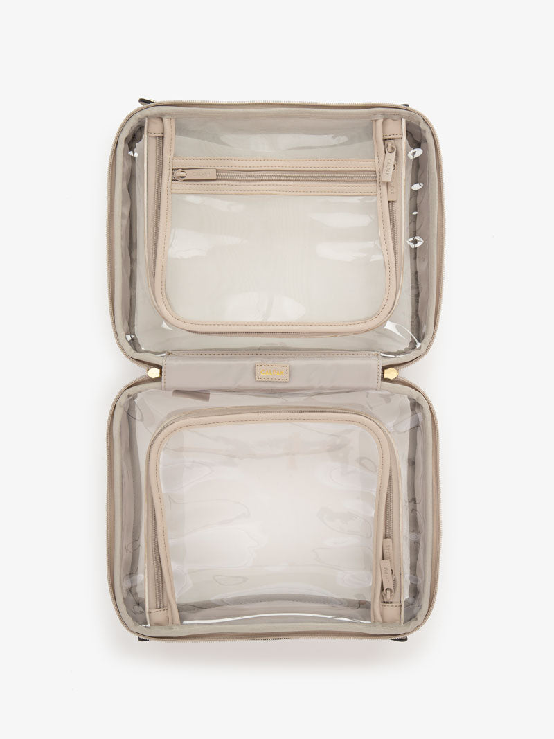 CALPAK large travel makeup case with compartments; CCC2001-STONE