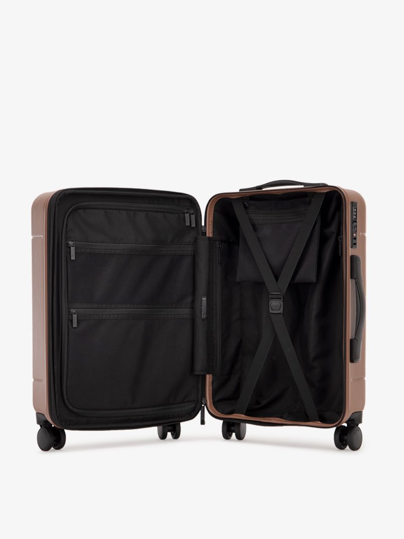 large size 30 inch hazel CALPAK Hue suitcase with compression straps;LHU1028-HAZEL