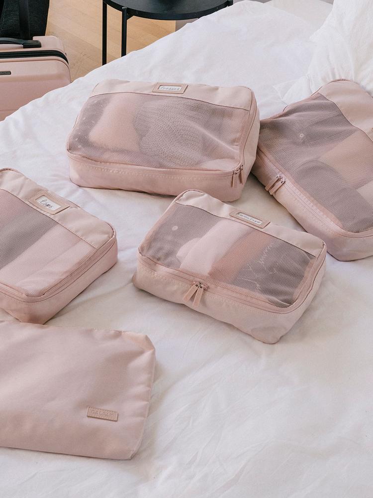 CALPAK 5 piece pink packing cubes set; PC1601-PINK-SAND